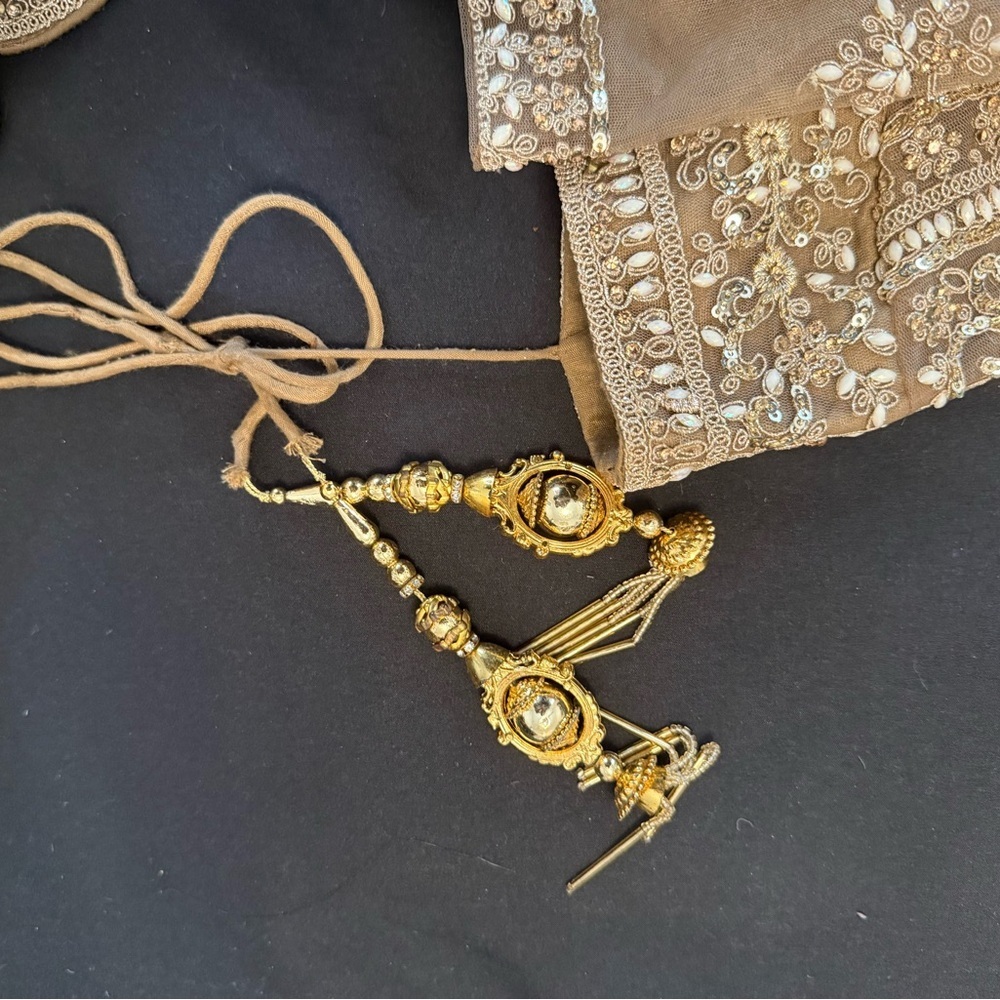 Elegant Gold Embroidered Saree - Picture 8 of 11